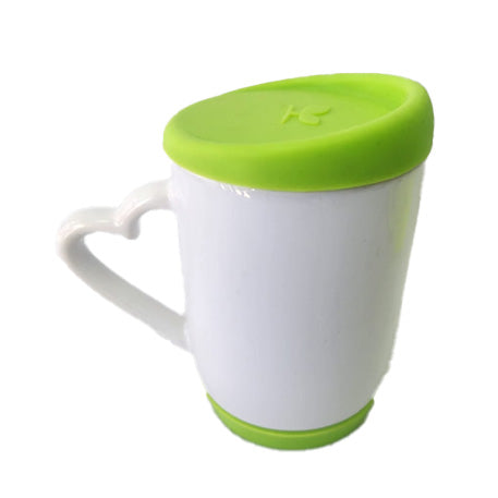 Taza aza de corazon y tapa de silicon 12oz