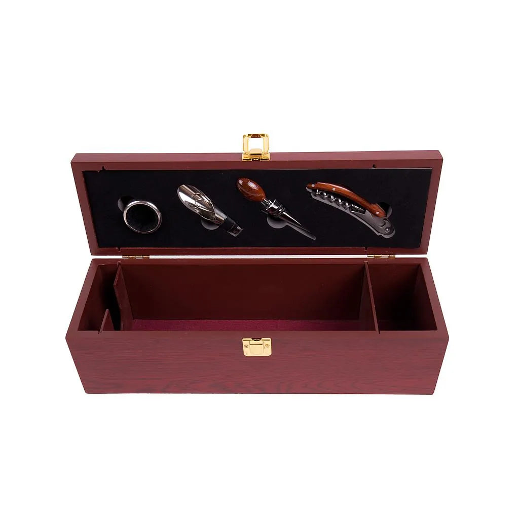 Caja para vino en madera con accesorios