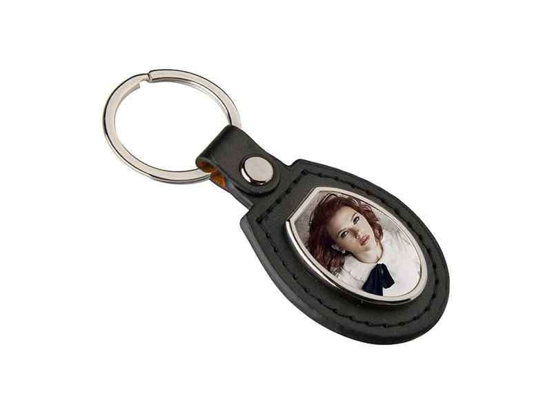 LLavero en piel Oval