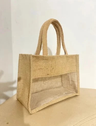 Bolsa de yute con ventana transparente