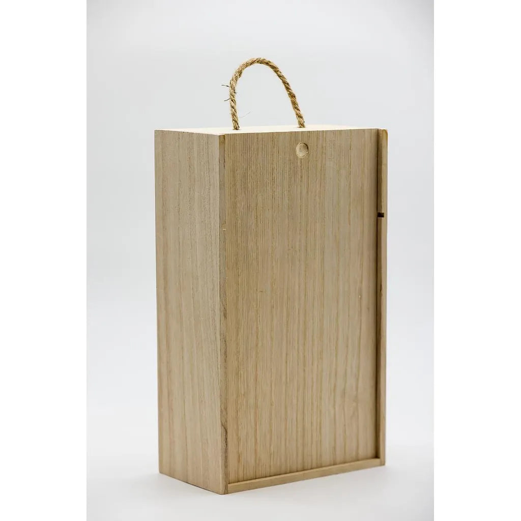 Caja de vino en madera con tapa 2 botellas