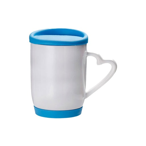 Taza aza de corazon y tapa de silicon 12oz