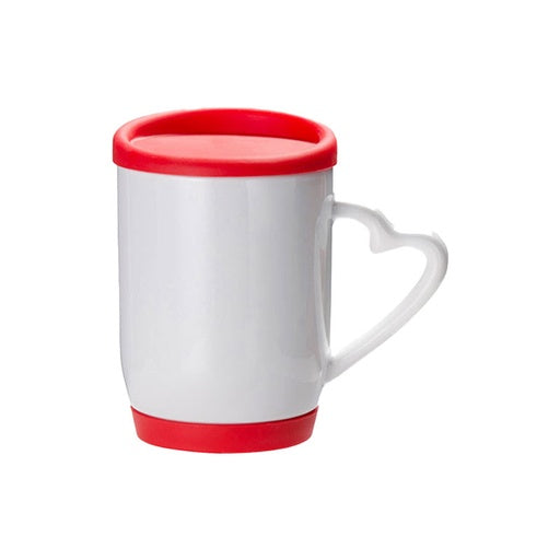Taza aza de corazon y tapa de silicon 12oz