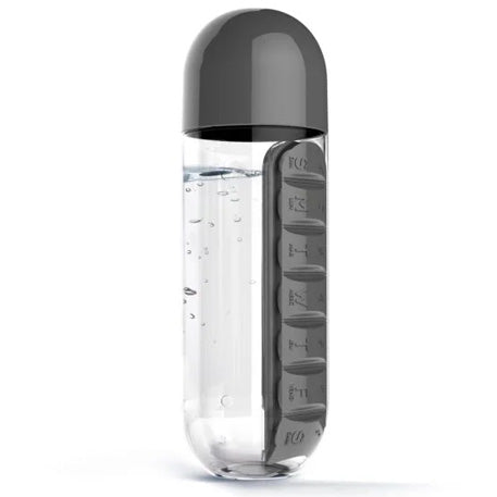 Botella de agua plástica pastillera