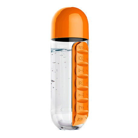 Botella de agua plástica pastillera