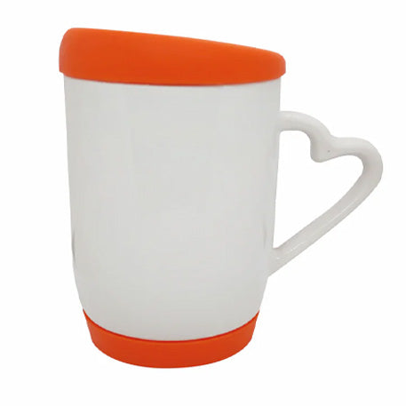 Taza aza de corazon y tapa de silicon 12oz