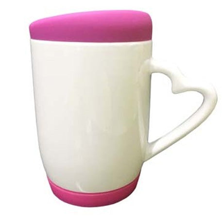 Taza aza de corazon y tapa de silicon 12oz