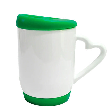 Taza aza de corazon y tapa de silicon 12oz