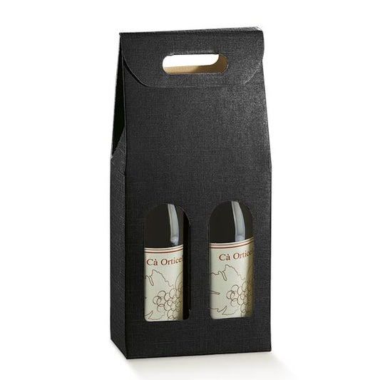Caja de vino negra 2 botellas